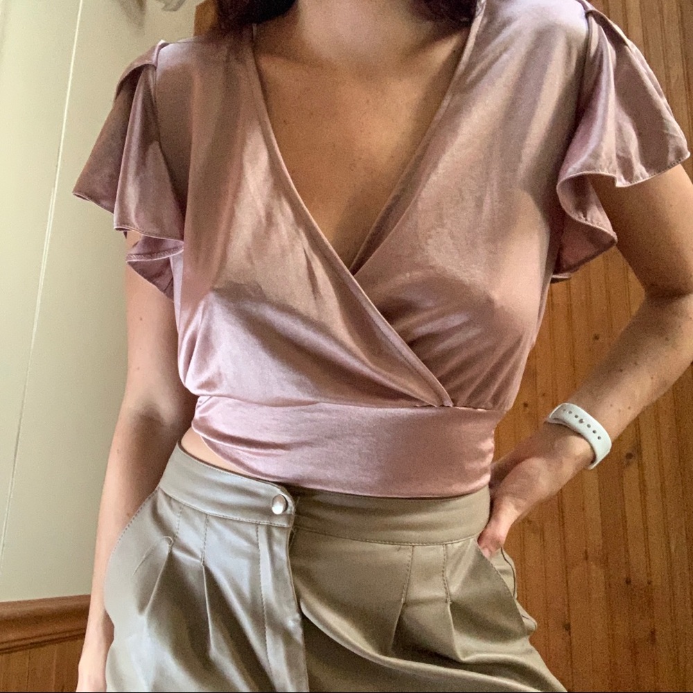 Satin wrap top